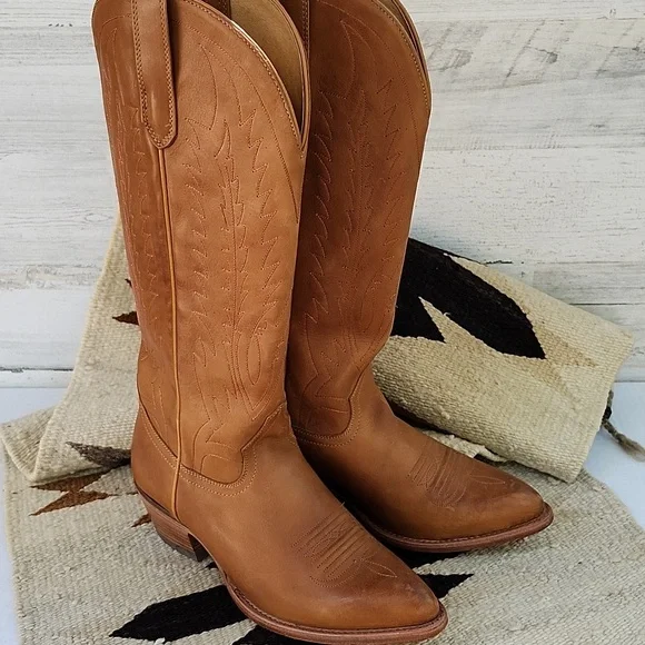 BLACK STAR LEATHER WESTERN KNEE HIGH BOOTS - Picture 1 of 15